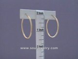 14K Solid Yellow/White Gold Classic Hoop Earrings 1 3/8 Inch