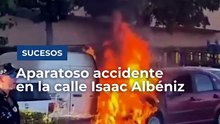 Aparatoso accidente de tráfico en la calle Isaac Albéniz