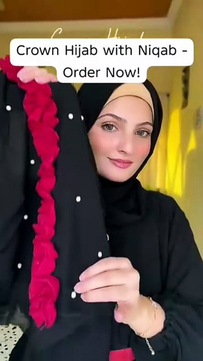 Title: Elegant Crown Hijab with Niqab - Stylish Modest Fashion 💍