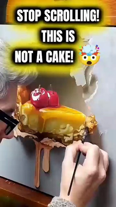 "This Is NOT Real! The Cherry Cheesecake Breaking Through The Canvas"