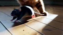 Cat And Mouse Eating Meat