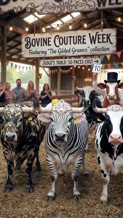 🐄🌈 Colorful Cows Dancing at Cultural Week! 🐄...
