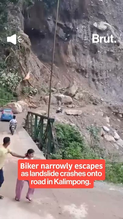 Bike rider has close shave after landslide at K...