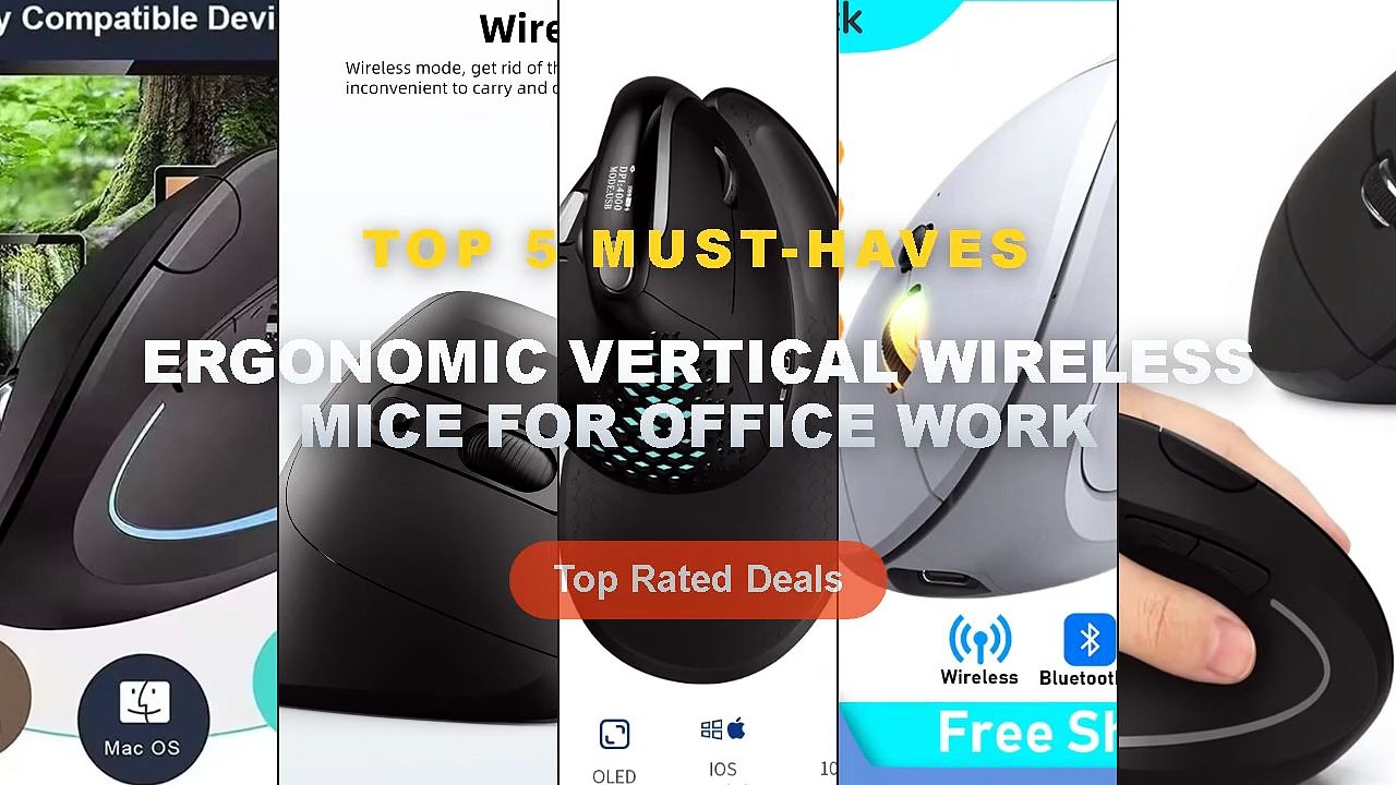 Ergonomic Vertical Wireless Mice For Office Wor...