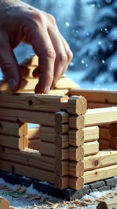 Tiny Canadian Snow Cabin Built from Scratch in Ultra Fast Timelapse _ Satisfying ASMR Construction