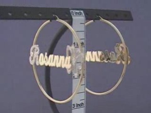 Personalized 14K Gold Butterfly Name Hoop Earrings 2 1/2