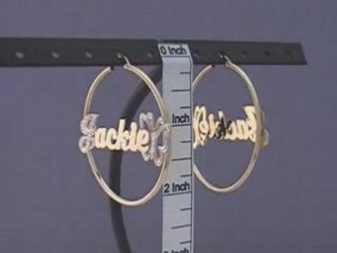 Personalized 14K Gold Butterfly Name Hoop Earrings 2 Inch