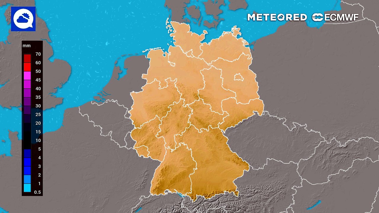Luftmassengrenze über der Mitte Deutschlands - hier wird es in den nächsten Stunden nass