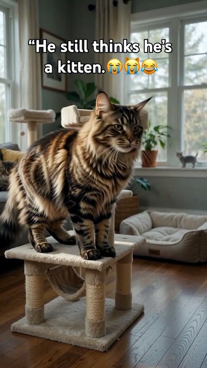 The Maine Coon Refuses to Accept His Size