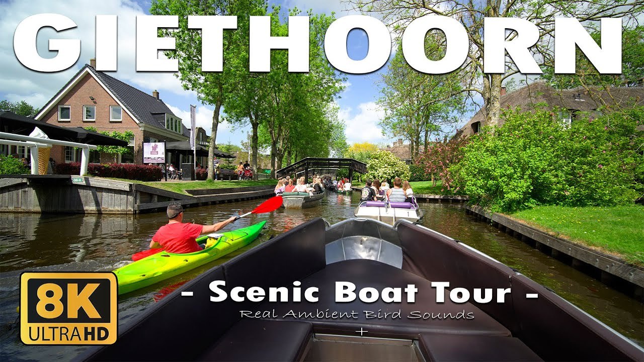 Giethoorn Scenic Boat Tour With Calm Music for Relaxation 8K