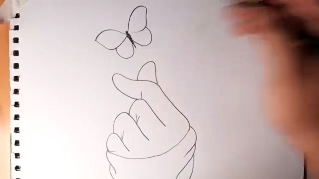 Pencil drawing of hand with beautiful butterfl butterfly drawing