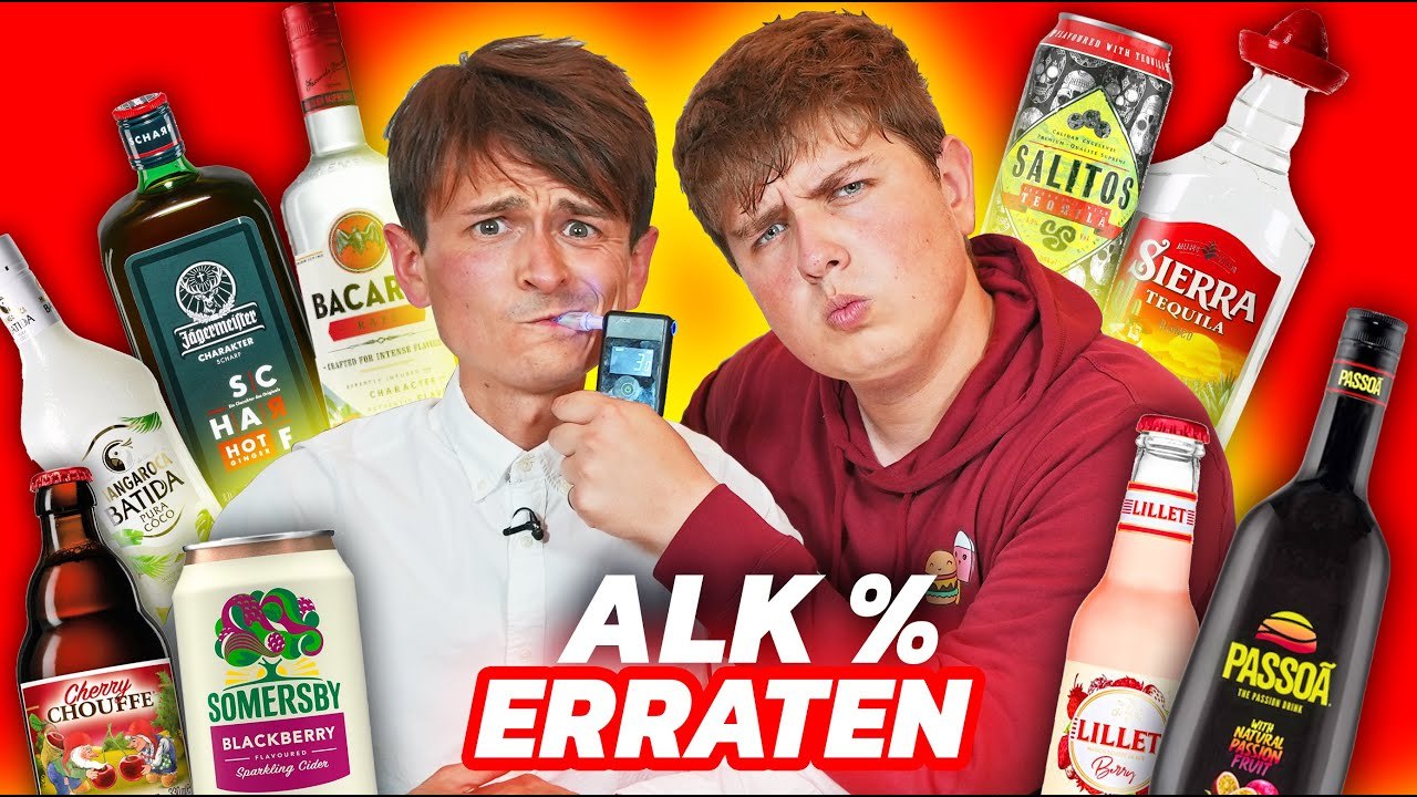 Alkoholprozente erraten beim Trinken mit Smiley und Alkoholtester