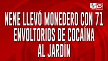 El nene llevó monedero con 71 envoltorios de cocaína al jardín