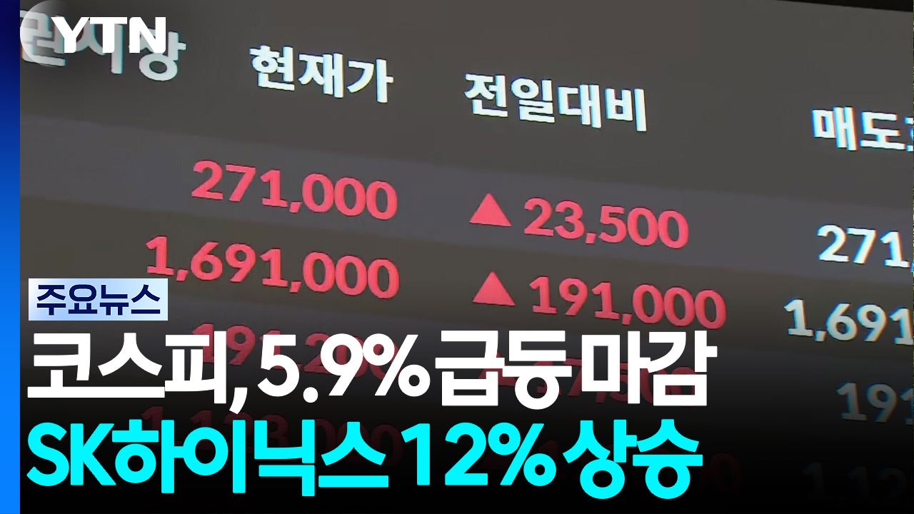 코스피, 5.9% 급등 마감...SK하이닉스 12% 상승 / YTN
