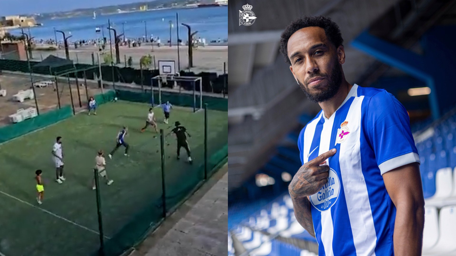 ¡Aubameyang ya conquista A Coruña! Su asistencia a un niño en un partido de fútbol 7