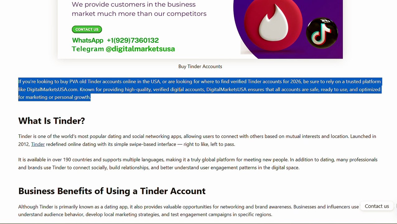 Best 7 Sites to Buy Verified Tinder Accounts In This USA