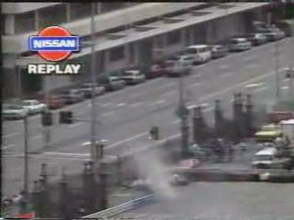 Amazing crash - wheel comes off, gets huge air, onto street