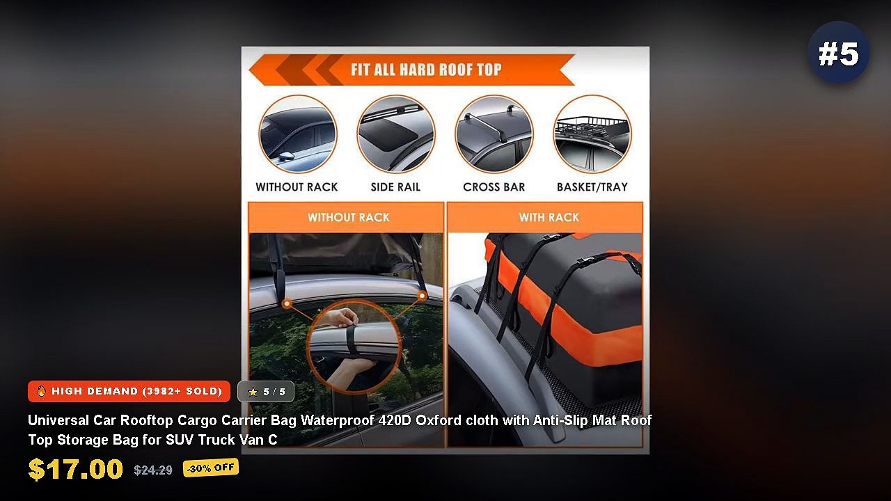 Amazing Foldable Rooftop Cargo Bags Waterproof...