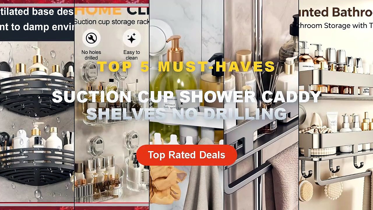 Cheap & Best Suction Cup Shower Caddy Shelves N...