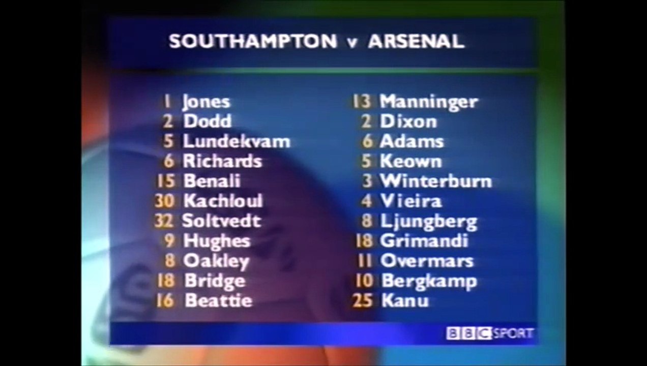 Southampton v Arsenal 18-09-1999