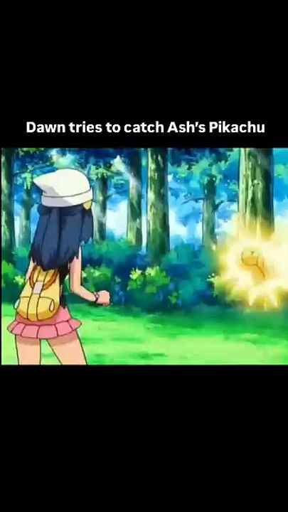 Dawn tries to catch Ash’s Pikachu,..