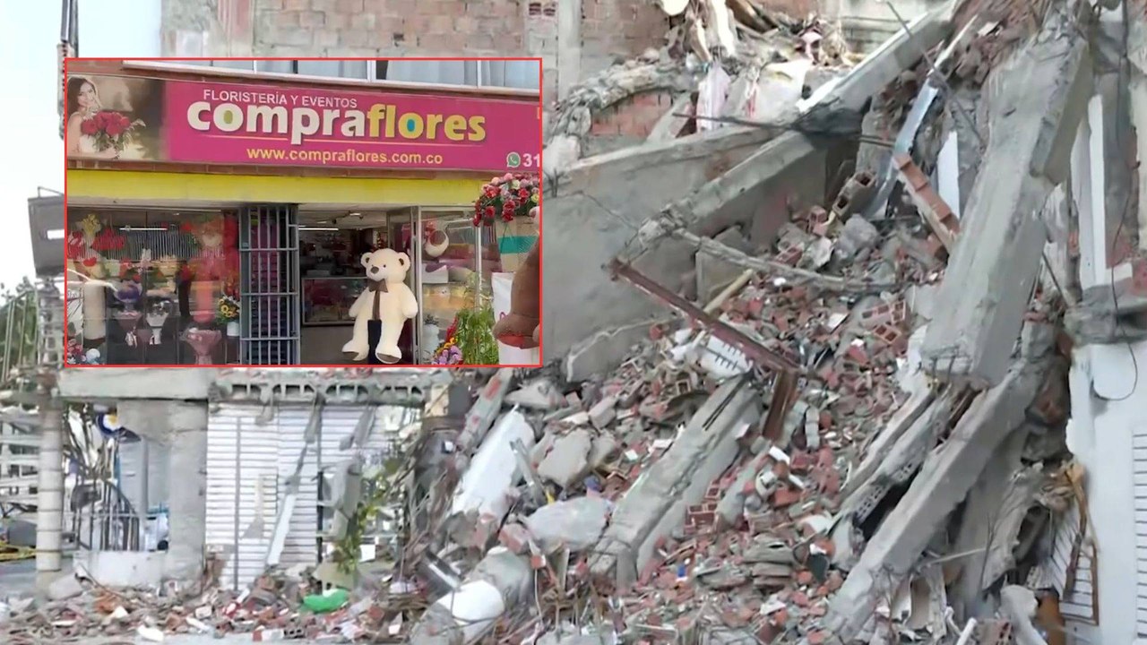 Floristería que colapsó en el terremoto regala peluches salvados de los escombros en Cali