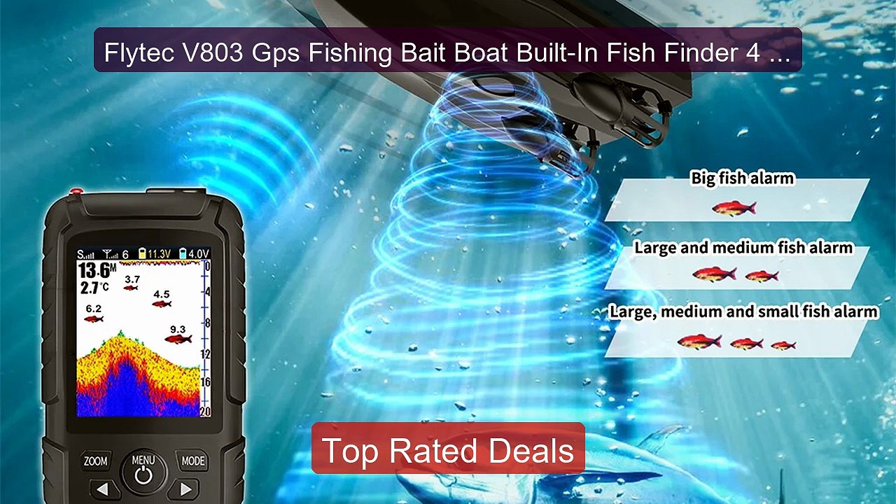Flytec V803 Gps Fishing Bait Boat Built-In Fish...