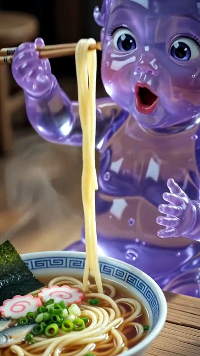 Purple Jelly Baby Girl Eats Giant Ramen 🍜💜😂