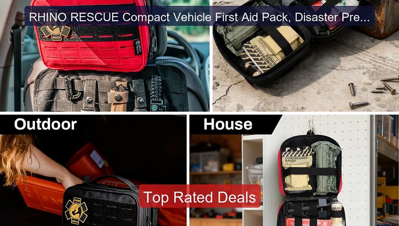 RHINO RESCUE Compact Vehicle First Aid Pack, Di...