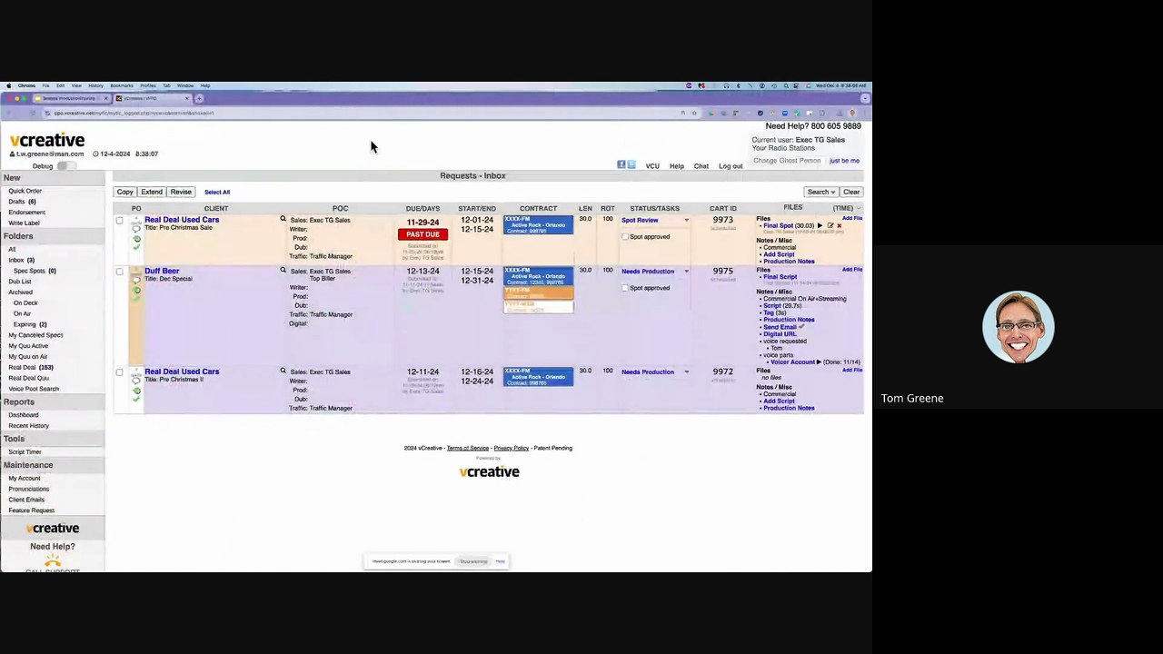 vCreative Training Order Entry