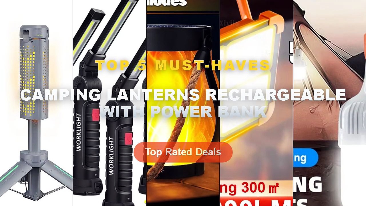 Camping Lanterns Rechargeable With Power Bank: Top 5 Best Sellers - USB Rechargeable LED Bulb with Hook Portable Emergen...