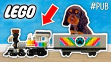 Un chiot fait un tour en train LEGO !
