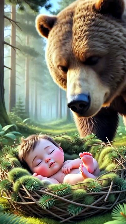 Baby and bear friendship 😍😍