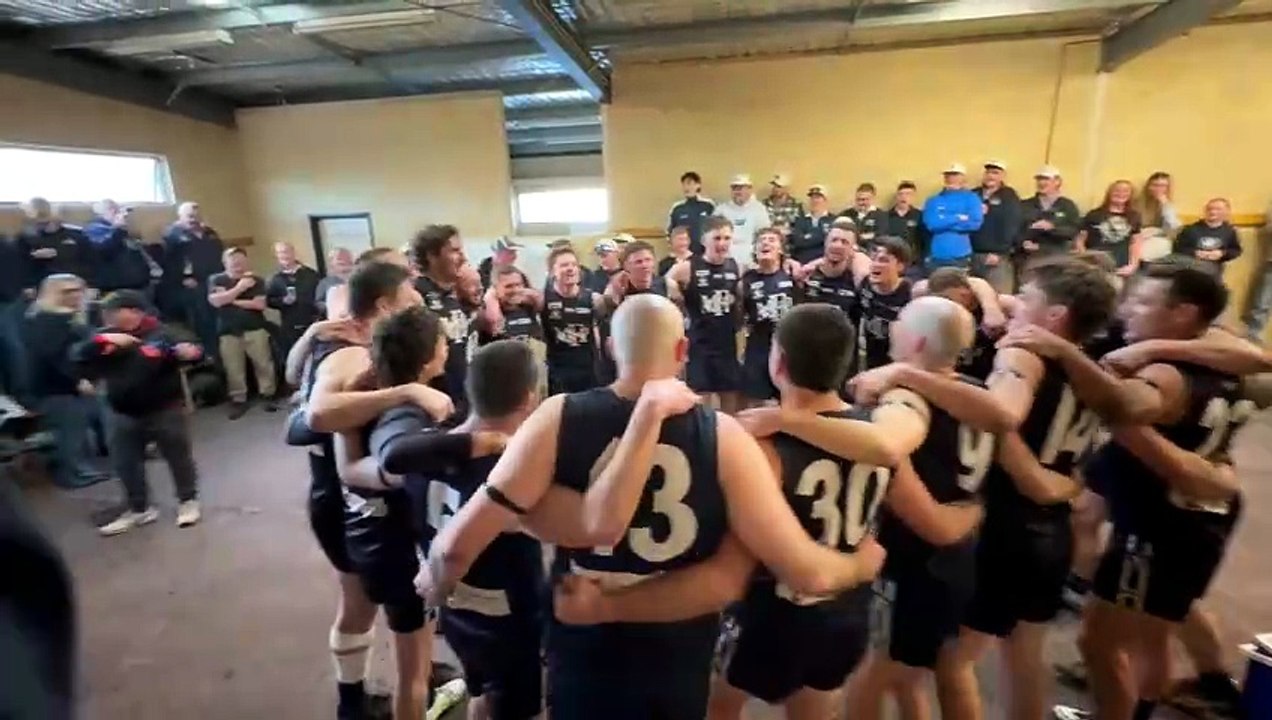 Mount Pleasant celebrates HDFNL second semi-final win over Colbinabbin. August 22, 2026.