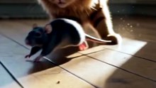 Cat And Mouse Eating Meat