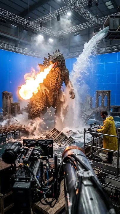 Godzilla_breathes_fire_on_tsunami | Behind the scene AI