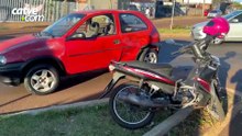 Motociclista fica ferida após colisão entre carro e moto em Cascavel