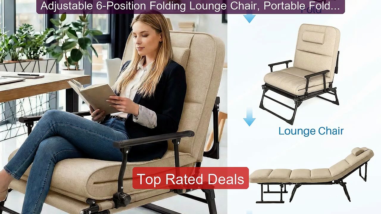 Adjustable 6-Position Folding Lounge Chair, Por...