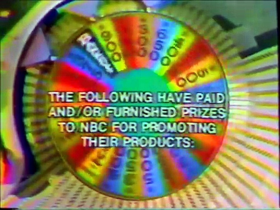 Wheel of Fortune closing credits, 8/4/77