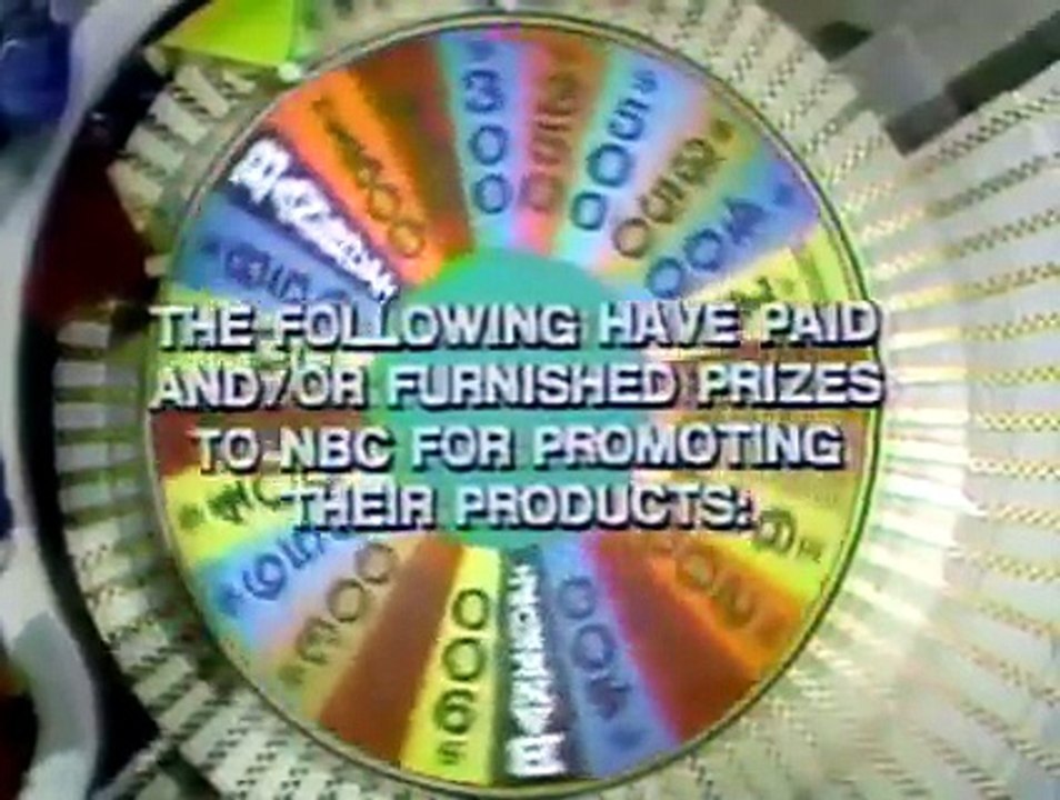 Wheel of Fortune closing credits, 1/18/78