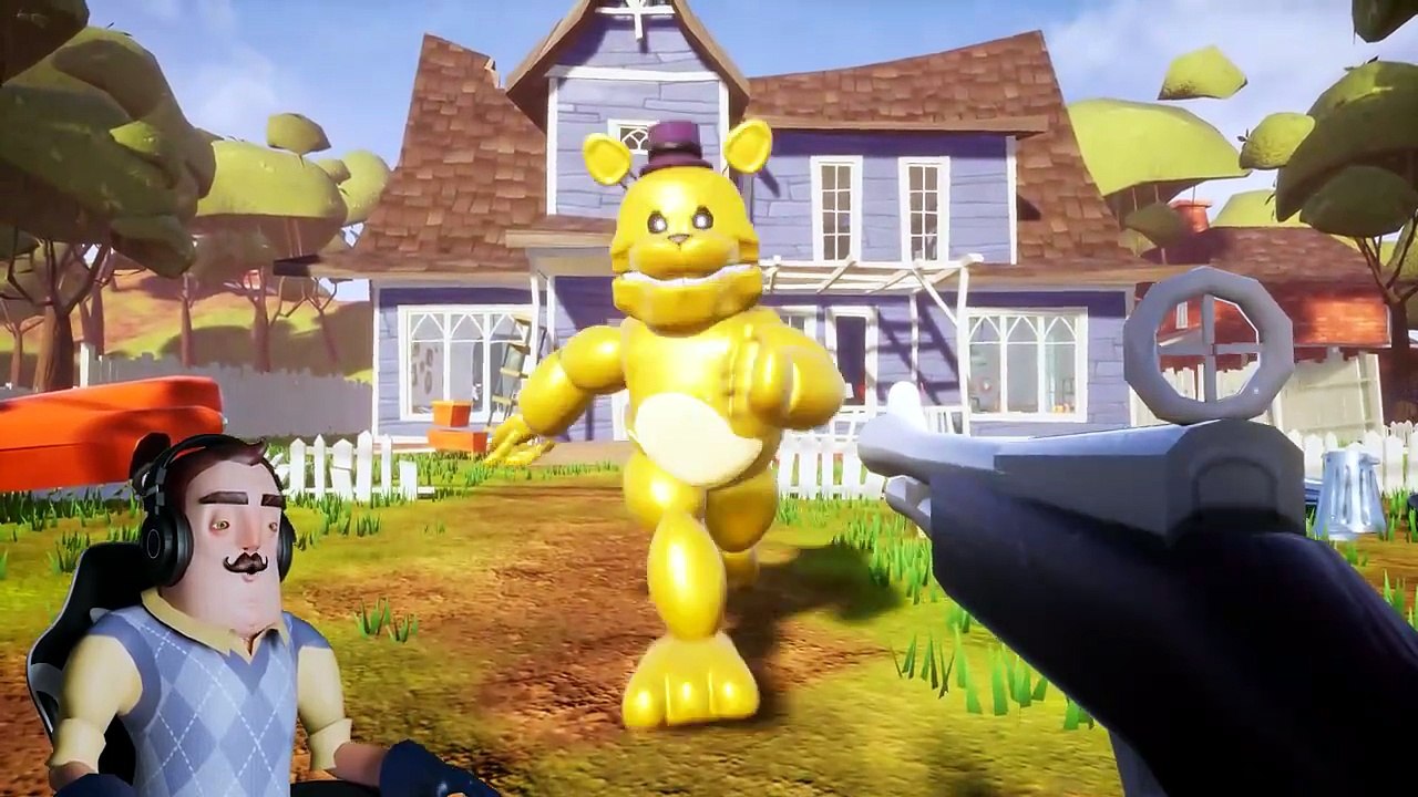 📌 Neighbor Plays - Hello Neighbor Fredbear Gun Mod 🧔‍♂️🐻🔫💥