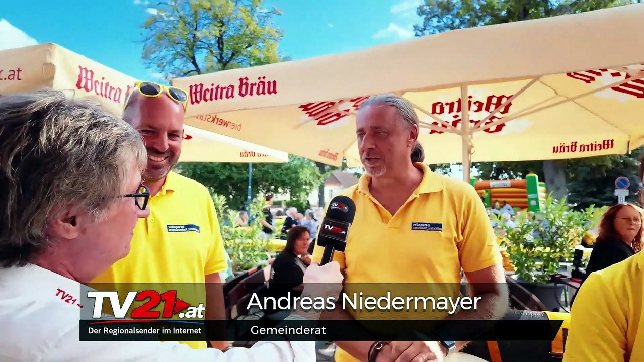 ÖVP‑Heuriger füllt Rathausplatz in Leopoldsdorf – Stimmung pur bei Sommerwetter