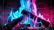 Colorful Fireplace 🔥 Blue & Pink Crackling Fire Sounds for Deep Sleep & Stress Relief | 30 Min