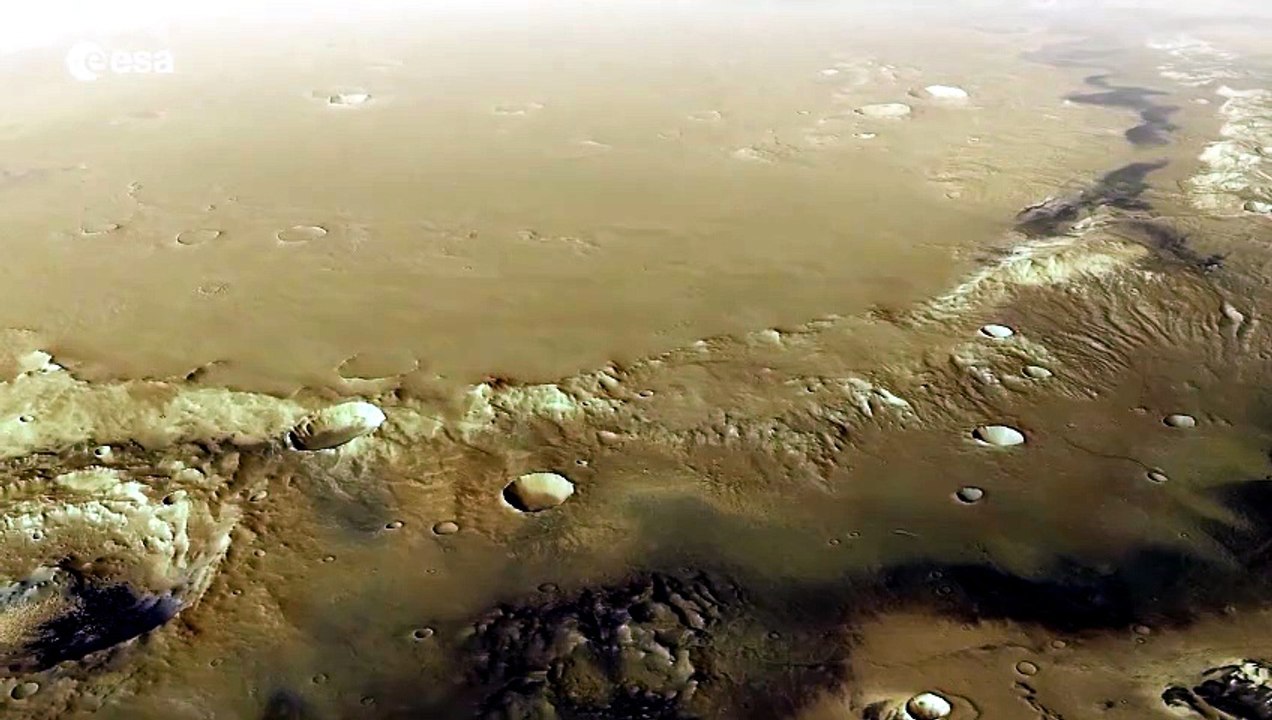 Fly Over Schiaparelli Crater on Mars – Animated From Orbiter Imagery