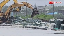 屏東麟洛大排修好又潰堤  5年第4次溪水沖破沙包淹農田