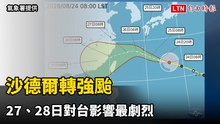 沙德爾轉強颱最快「這時間」發海警 週四、週五對台影響最劇烈