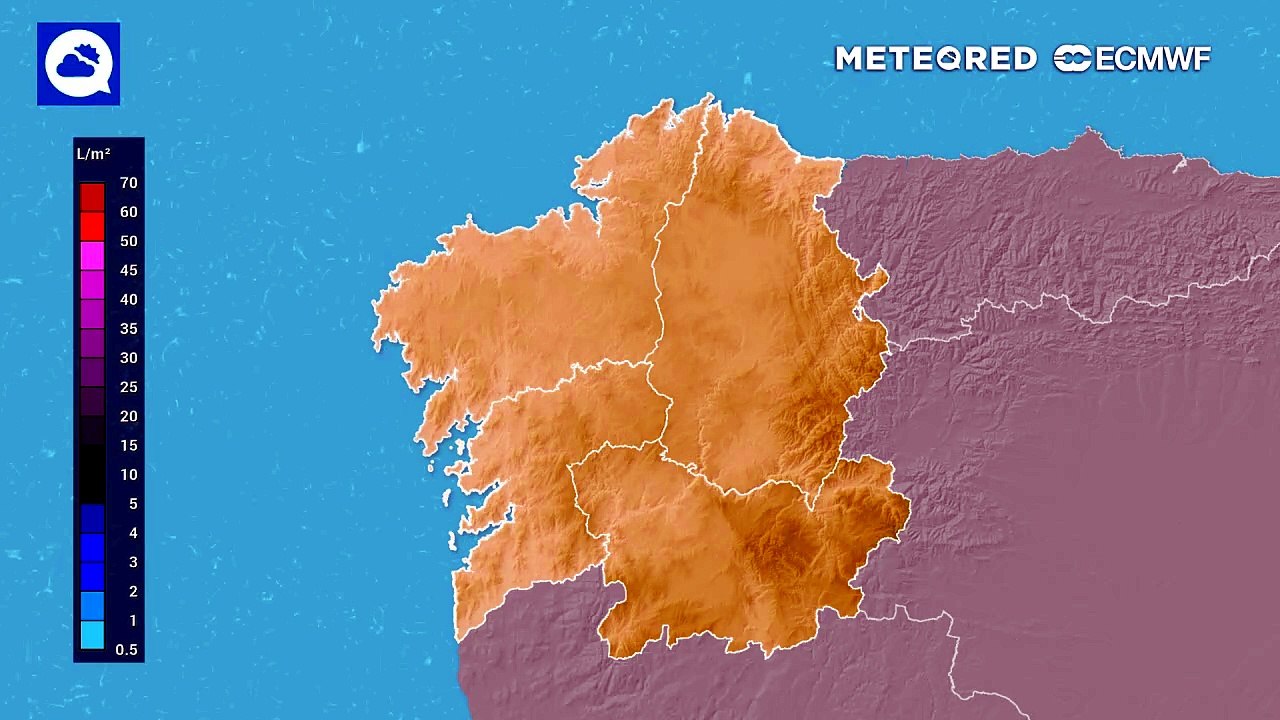 Lluvias de más de 100 l/m2 en Galicia