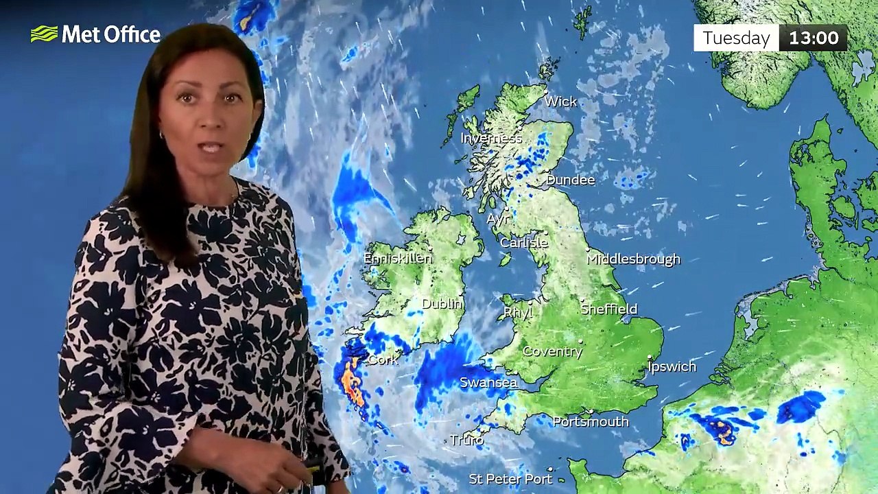 Met Office Monday Evening Weather Forecast 24/08/26