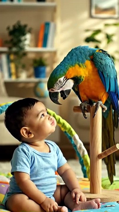👶🦜 Baby Makes a Funny Face… But the Parrot Goes TOO FAR! 🤪😂