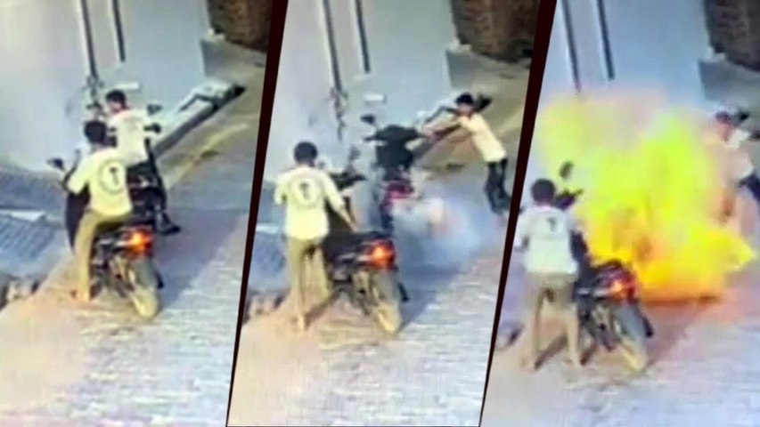 Video: Riders escape death by seconds as electric scooter bursts into flames in Rajasthan